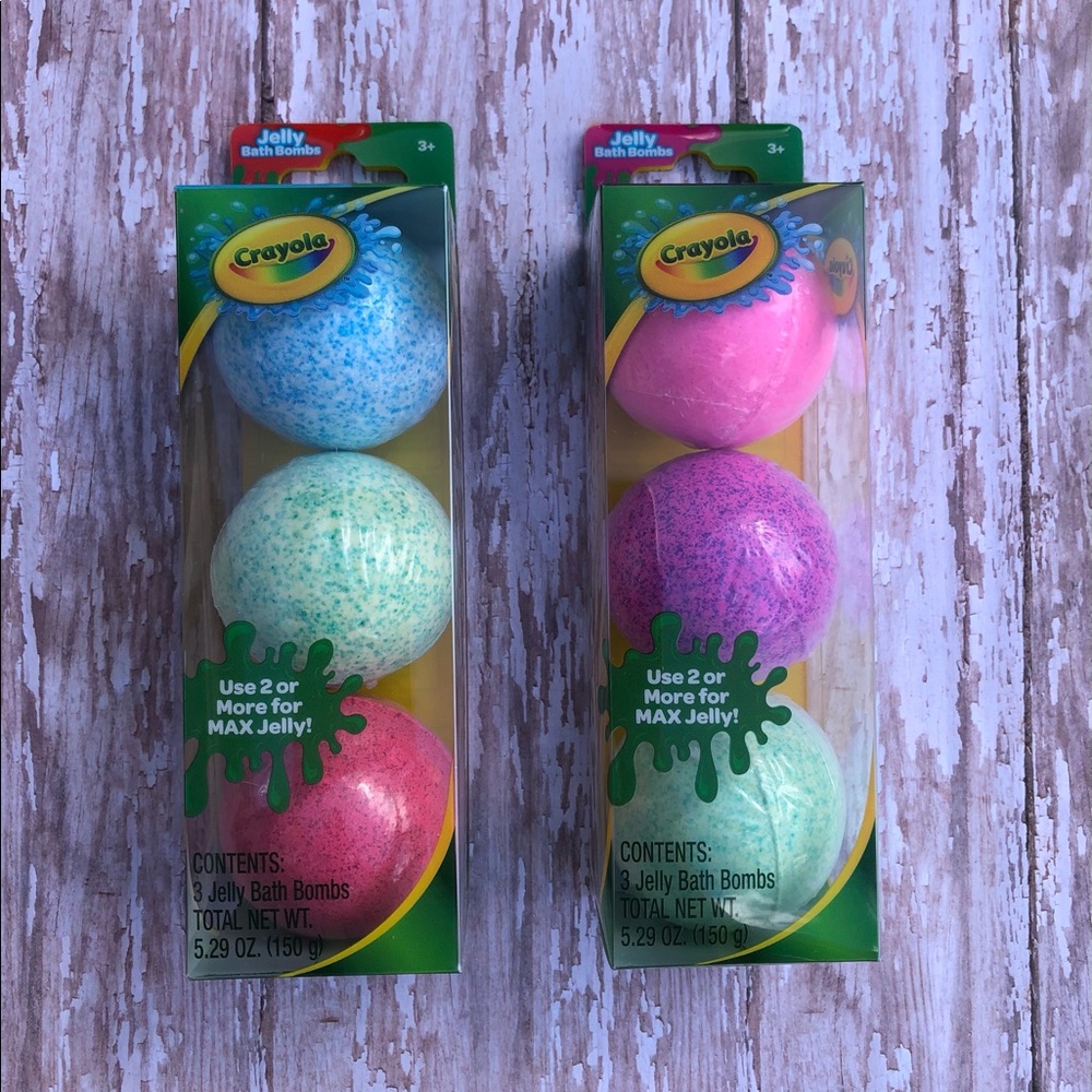 2 pack of 3 Crayola colorful jelly bath bombs